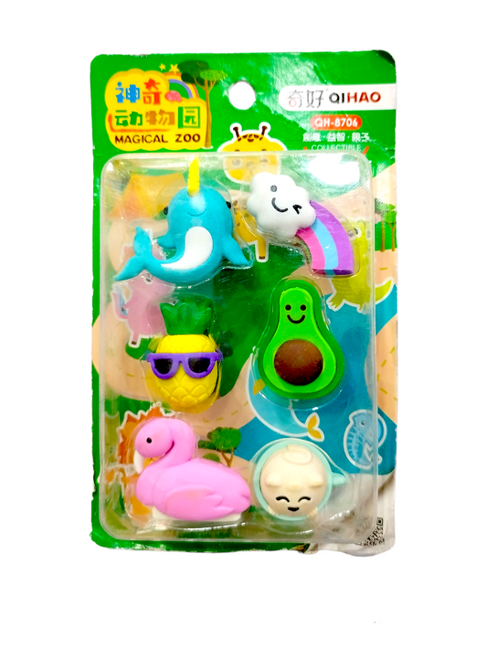 Set de Borradores Kawaii Figura Magical